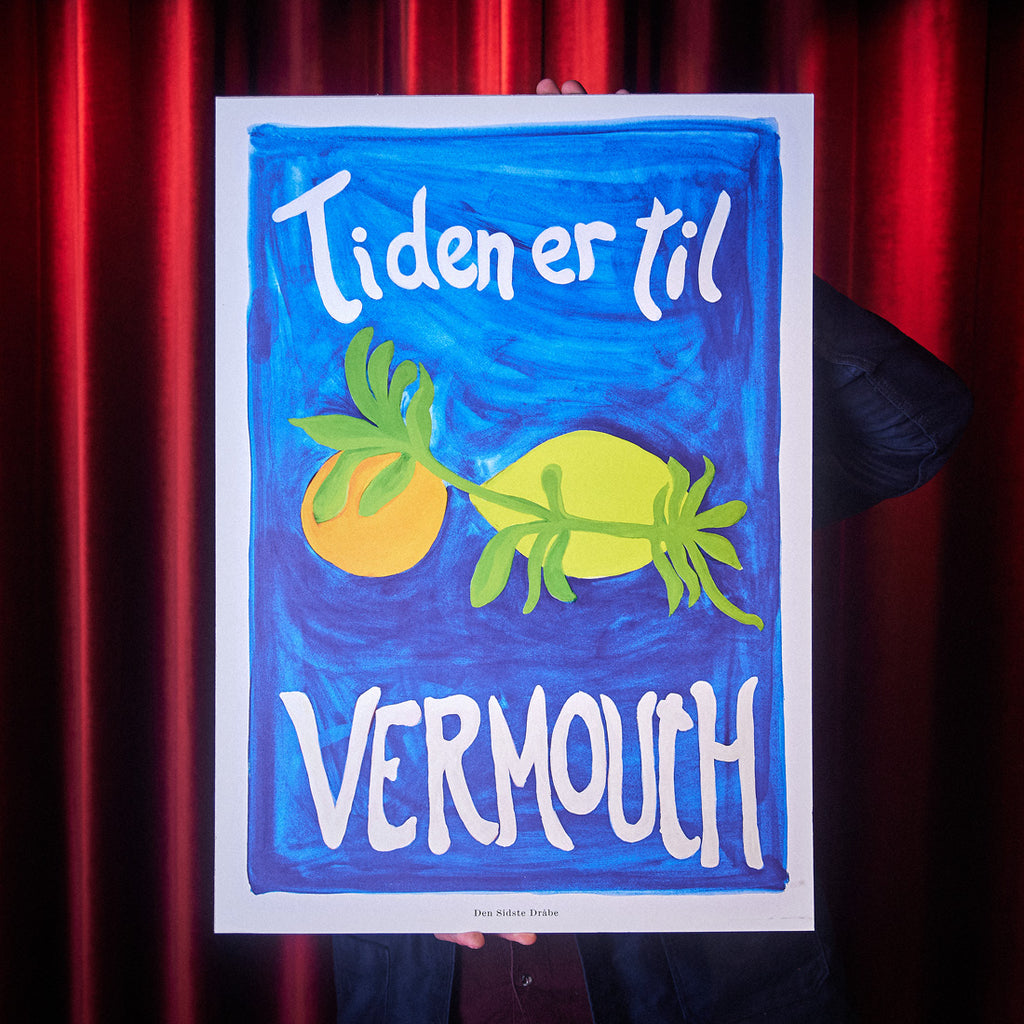 Tiden er til vermouth plakat - med 3 botaniske elementer